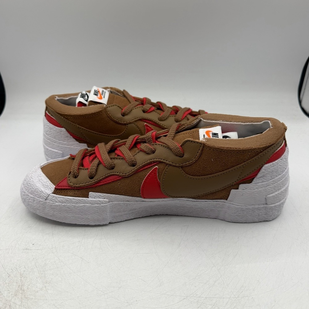 Nike Sacai Blazer Low Shoes Mens 9 Womens 10.5 British Tan Sneakers DD1877-200 - Picture 3 of 11